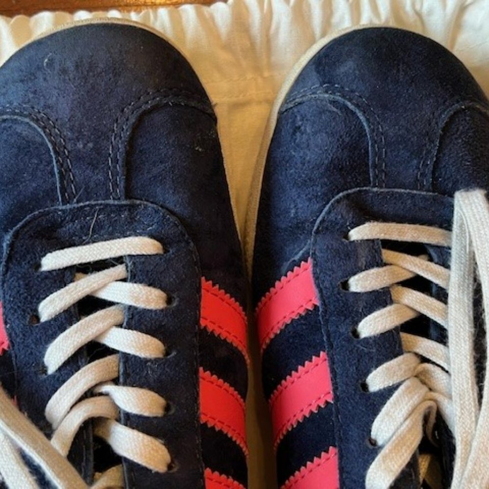 Navy Blue and Pink Adidas Gazelle
